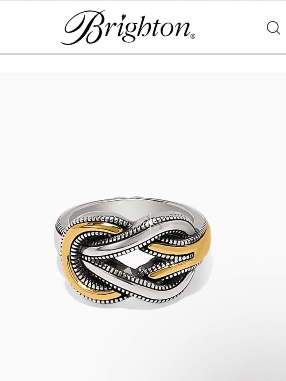 Brighton Intertwined Knot Ring - Silver & Gold